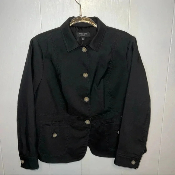 Talbots Black Button Up Blazer Size 14W Petite - Picture 2 of 6